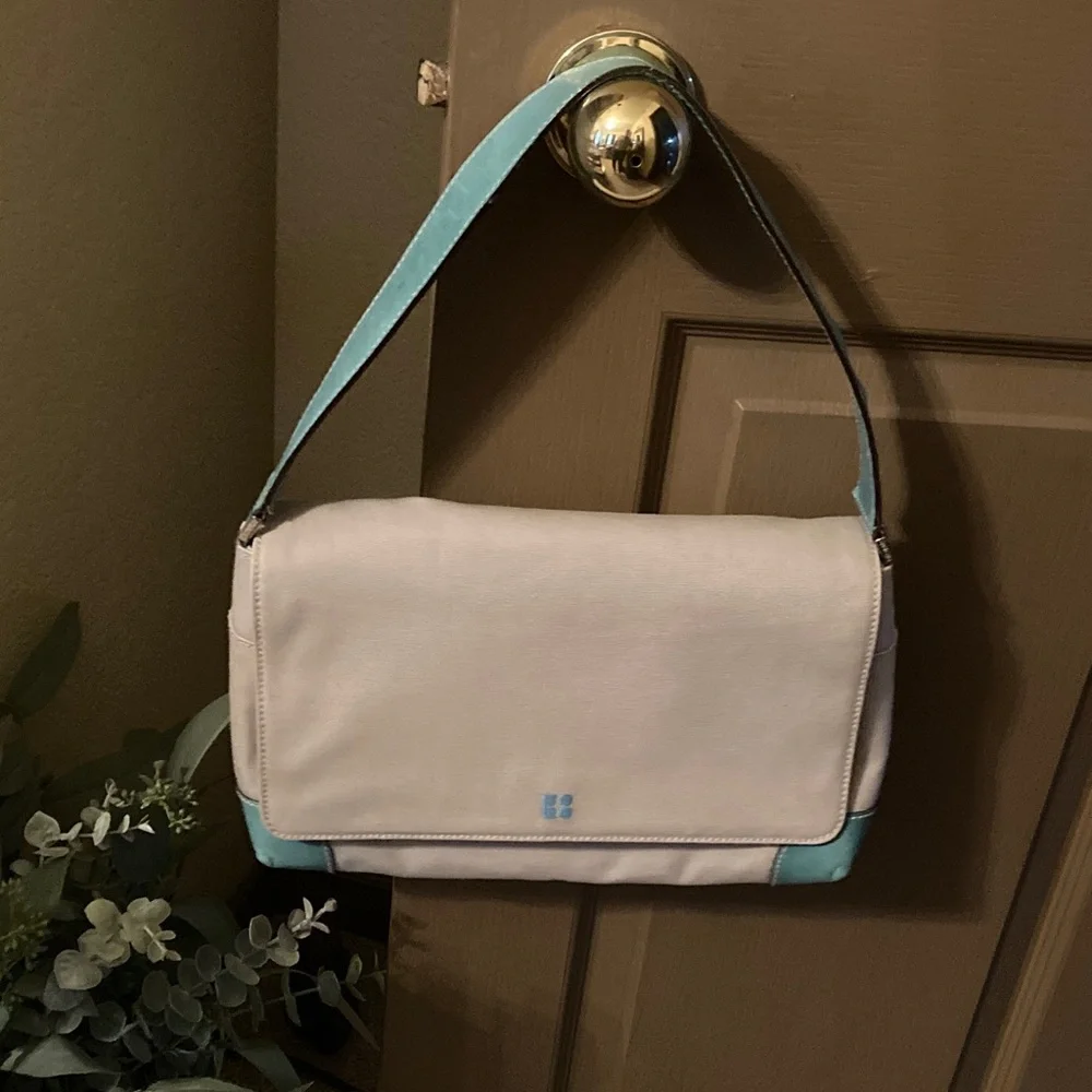 kate spade Made in Italy Canvas & Leather Shoulder Bag Vintage EUC